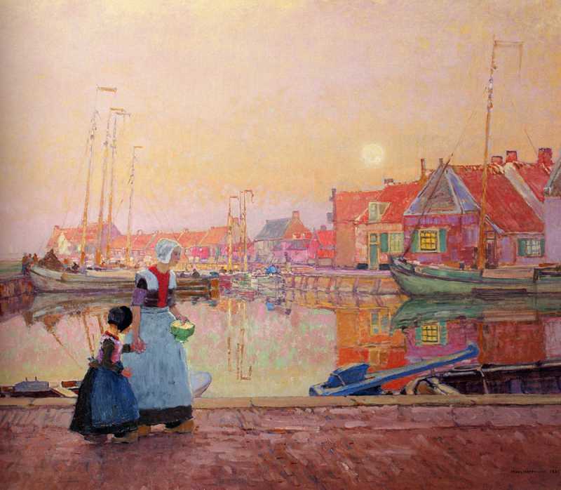Herrman_Hans_A_Dutch_Fishing_village_At_Dusk_With_Figures_On_A_Quay.jpg